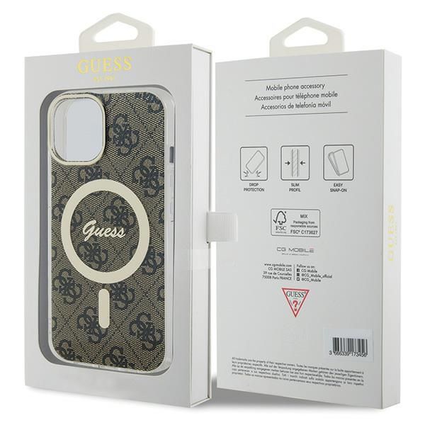 Etui Guess do iPhone 15, iPhone 14, iPhone 13, Brązowy, MagSafe zdjęcie 8