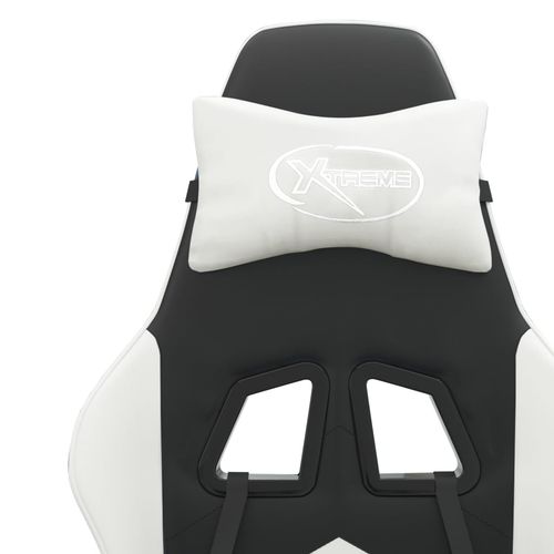 Obrotowy fotel gamingowy, czarno-biały, sztuczna skóra na Arena.pl