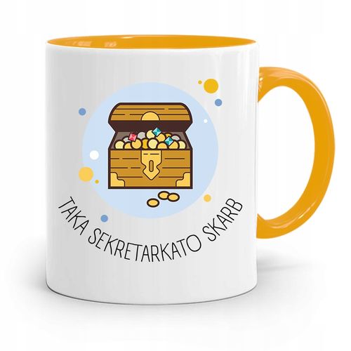 Kubek Żółty Prezent Dla Sekretarki To Skarb Z Nadrukiem Ze Zdjęciem na Arena.pl