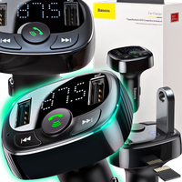 BASEUS TRANSMITER FM BLUETOOTH ŁADOWARKA SAMOCHODOWA MP3 2x USB SD/ TF 3.4A