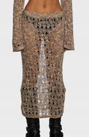 THE RAGGED PRIEST RIBBON YARN KNITTED HOLEY MAXI SKIRT rozmiar 10