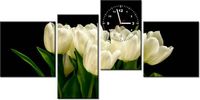 45CM 120CM ZEGAR 4 ELEM BIAŁE TULIPANY MARK FREETH ŚCIENNY