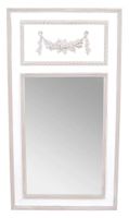 Lustro w przecieranej ramie biało-beżowej ze zdobieniem-kwiaty