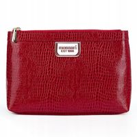 Monnari - kosmetyczka damska czerwony drobny krokodyl lakier CSM0120