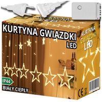 KURTYNA ŚWIETLNA GWIAZDKI LED BIAŁE CIEPŁE LAMPKI CHOINKOWE DŁUGA GIRLANDA