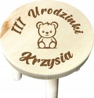 TABORECIK krzesełko DREWNIANE DLA DZIECKA grawer PREZENT na urodziny + IMIĘ