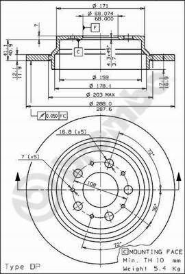 TARCZA HAM TYL 288X12 P MAX BREMBO na Arena.pl