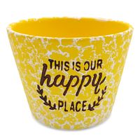 DONICZKA CERAMICZNA NA KWIATY ZIOŁA WIOSENNA OSŁONKA NA DONICZKĘ ŻÓŁTA