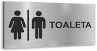 Tabliczka informacyjna oznaczenie na drzwi napis TOALETA nierdzewna SREBRNA