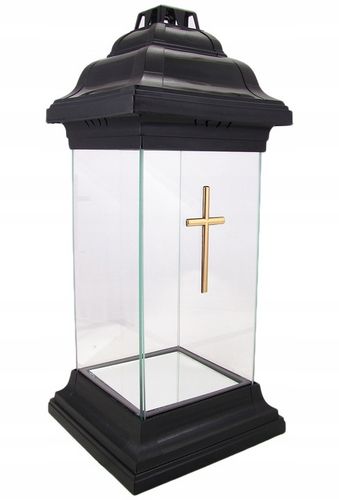 Duży znicz szklany kapliczka lampion z krzyżem na Arena.pl