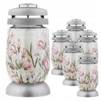 SREBRNY ZNICZ BOLSIUS Z KWIATAMI TRADYCYJNY NA GRÓB 6szt + WKŁAD GRATIS