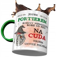 Kubek Zielony Dla Portiera Na Cuda Trzeba Chwile Z Nadrukiem Ze Zdjęciem
