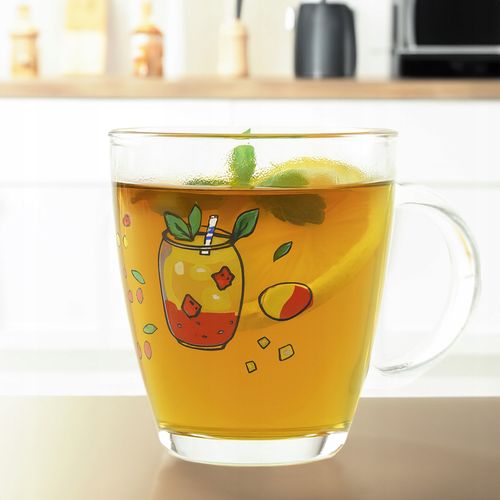 SZKLANKA Z UCHEM KUBEK SZKLANY TRADYCYJNY DO KAWY HERBATY 320 ML Z WZOREM na Arena.pl