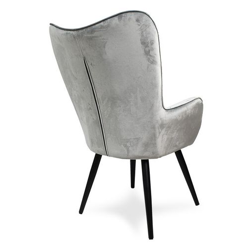 Fotel uszak skandynawski welur retro do salonu na metalowych nogach szary F908G na Arena.pl