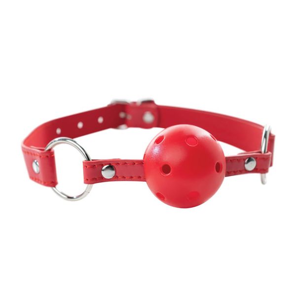 Red Breathable Ball Gag With Adjustable Strap zdjęcie 1