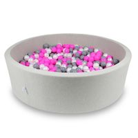 Suchy basen 130x40cm jasnoszary z piłeczkami 700szt (różowe, perłowe, szare)