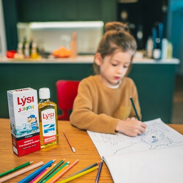 Tran Lýsi dla dzieci mango-limonka OMEGA 3 DHA EPA witaminy A D E 240 ml zdjęcie 4