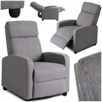 Fotel Rozkładany Wypoczynkowy Tapicerowany Do Spania Salonu Szary