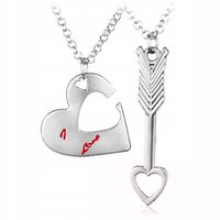 16 0107 Naszyjnik dla pary Serce Strzała Amor LOVE komplet