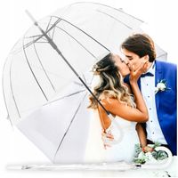 DUŻY PARASOL PARASOLKA PRZEZROCZYSTY ŚLUBNY WYTRZYMAŁY MOCNY ELEGANCKI XXL