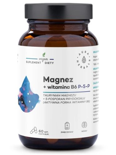 Aura Herbals Magnez + Witamina B6 (P-5-P) 60 kapsułek na Arena.pl