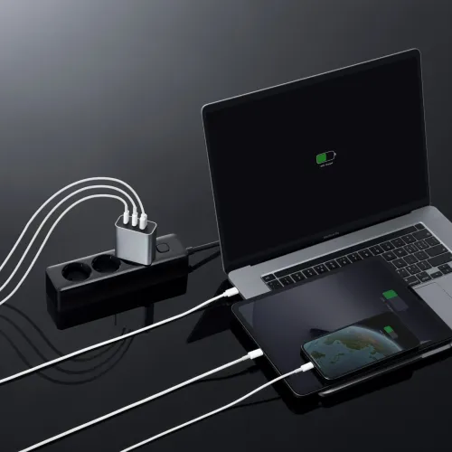 ładowarka sieciowa cuktech 65w gan 2xusb-c 1xusb-a - szara na Arena.pl