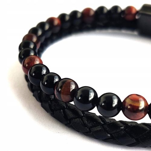 Bransoletka męska skórzana REGULOWANA Z TYGRYSIM OKIEM PREZENT Versatile na Arena.pl