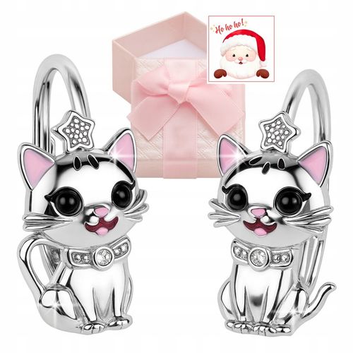 KOLCZYKI SREBRNE KOT KOTEK DLA DZIEWCZYNKI ANGIELSKIE SREBRO 925 ORYGINALNE na Arena.pl