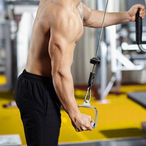 UCHWYT DO WYCIĄGU ATLASU POJEDYNCZY OBROTOWY STALOWY RYFLOWANY PLECY BICEPS na Arena.pl