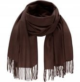 Czekoladowy SZALIK damski elegancki Modny SZAL gładki klasyczny CIEPŁY