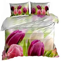 Pościel 3D bawełna satyna 200x220cm TULIPANY
