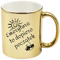 KUBEK ZŁOTY PREZENT DLA EMERYTA EMERYTKI POŻEGNANIE W PRACY URODZINY