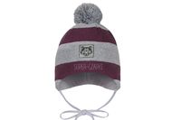 BROEL Flank czapka na zimę wiązana dla chłopca szara-bordo 44-46