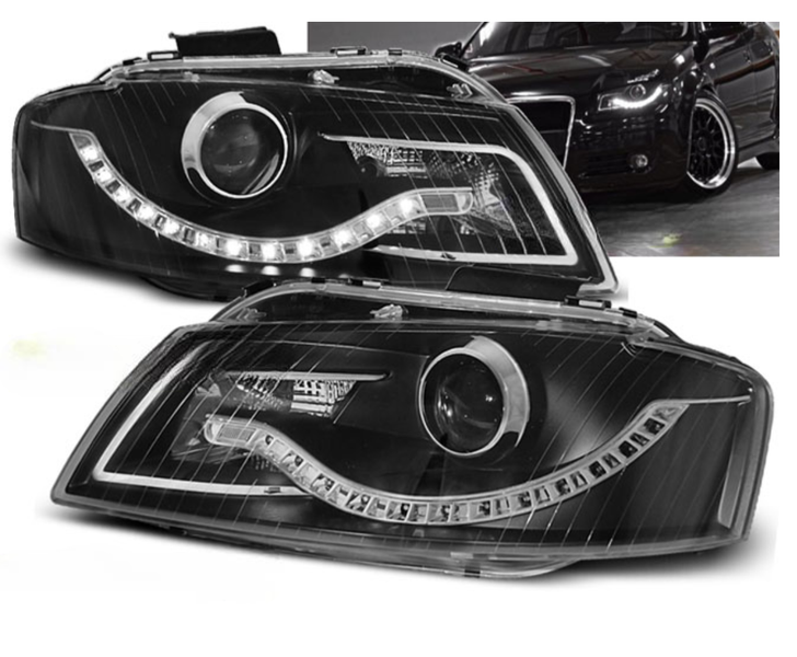Lampy Reflektory AUDI A3 8P Od 2003 Do 2008 DAYLIGHT BLACK GRATIS  ŻARÓWKI zdjęcie 1