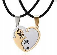 Naszyjniki Serduszka Kotki dla Najlepszych Przyjaciół komplet 2 sztuki Gift