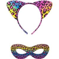 tęczowy zestaw panterkowy kinky pleasure z opaską i maską