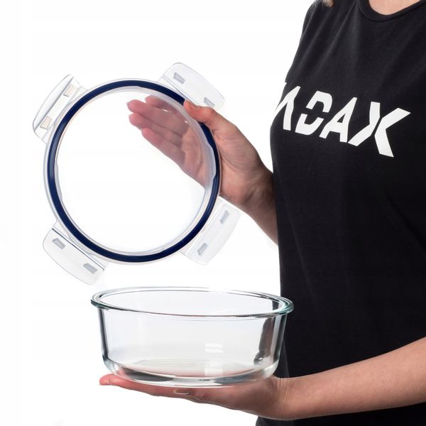 KADAX Szklany Pojemnik Na Żywność 1300ml Z Pokrywką Śniadaniówka zdjęcie 2