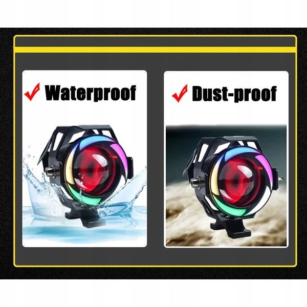 1x halogen motocyklowy U7C +RING color+WŁĄCZNIK zdjęcie 5