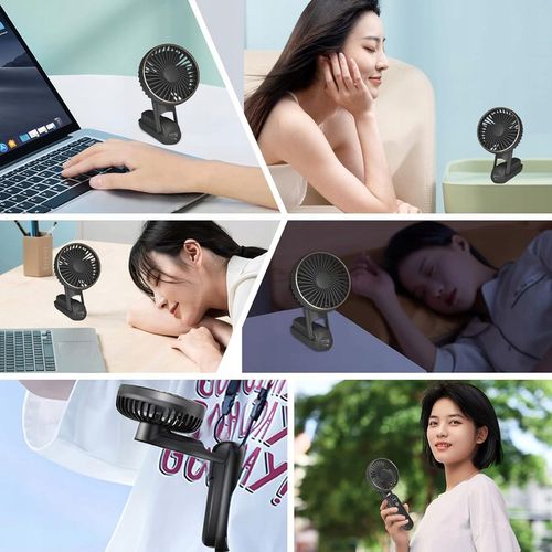 WENTYLATOR RĘCZNY MINI SKŁADANY 5 PRĘDKOŚCI NAWIEWU I 180° PRZENOŚNY CZARNY na Arena.pl