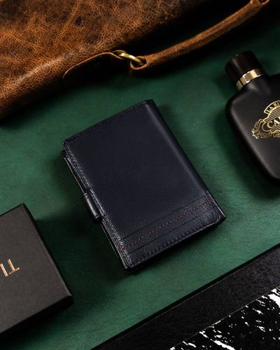 klasyczny, skórzany portfel męski na zatrzask - rovicky na Arena.pl