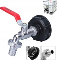 Adapter IBC 1000l mosiężny kran 1/2" NPT na 3/4" GHT 2" gwint czarny