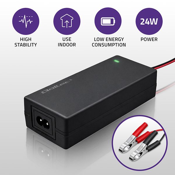 Qoltec Prostownik 12V 2A do AGM/GEL/STD zdjęcie 2