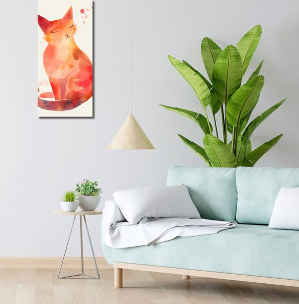 Obraz 30x70cm Akwarelowy Kot zdjęcie 2