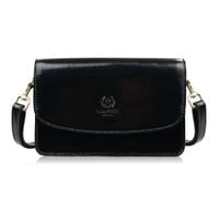 torebka damska mała skórzana lakierowana czarna k