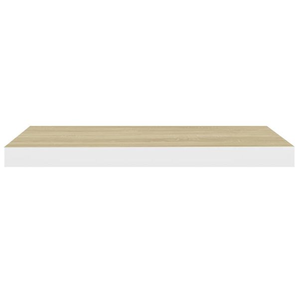Półki ścienne, 2 szt., dębowo-białe, 60x23,5x3,8 cm, MDF zdjęcie 5