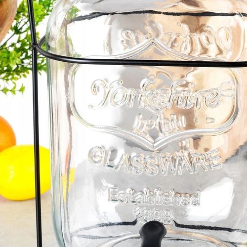 Słój Dozownik do Napojów z Kranikiem Czarnym Stojakiem Szklany VILDE 4,2 L na Arena.pl