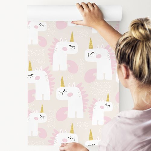 Tapeta Dla Dzieci - Śpiące Jednorożce - Styl Skandynawski na Arena.pl