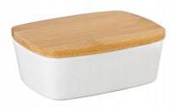 Maselnica porcelanowa z pokrywką bambusową RONNIE biała