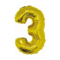 balon foliowy "cyfra 3", złota, 35cm