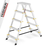 Drabina aluminiowa domowa dwustronna składana HIGHER 2x5 stopni taboret